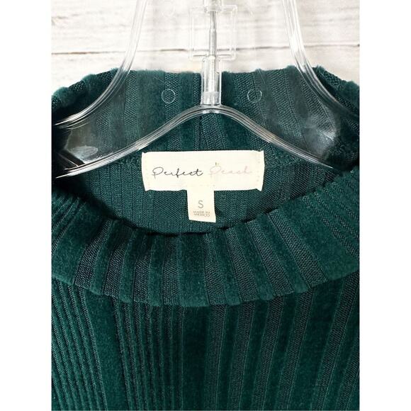 NEW Perfect Peach Women's Long Sleeve High Neck Rib Detail Sweater Green Small - Picture 8 of 12